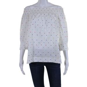 Caliban Women's Off The Shoulder Short Sleeves Blouse Polka Dot Size 40